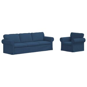 vidaXL Sof&aacute; 2 pcs Azul 245 x 82 x 80 cm tela