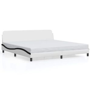 vidaXL Estructura de cama Dover cuero sint&eacute;tico blanco negro 200x200 cm
