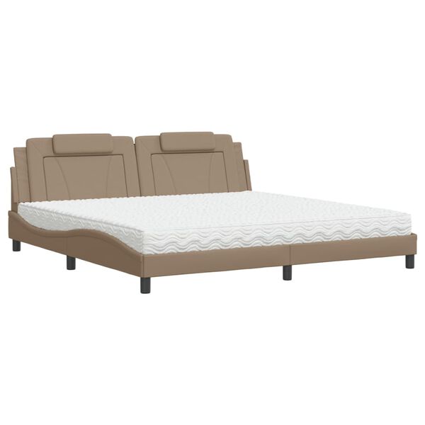 vidaXL Cama Viana con colch&oacute;n cuero sint&eacute;tico capuchino 200x200 cm