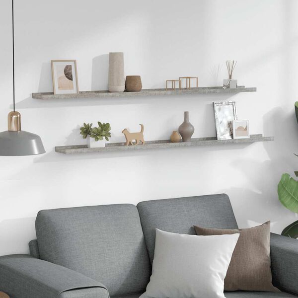 vidaXL Estantes de pared 2 unidades gris hormig&oacute;n 115x9x3 cm