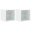 vidaXL Muebles de TV de pared con luces LED 2 uds blanco 30x28,5x30 cm