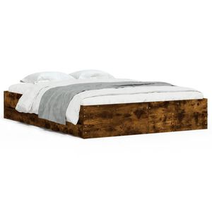 vidaXL Cama con cajones madera de ingenier&iacute;a roble ahumado 150x200 cm