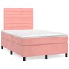 vidaXL Cama box spring con colch&oacute;n terciopelo rosa 120x190 cm