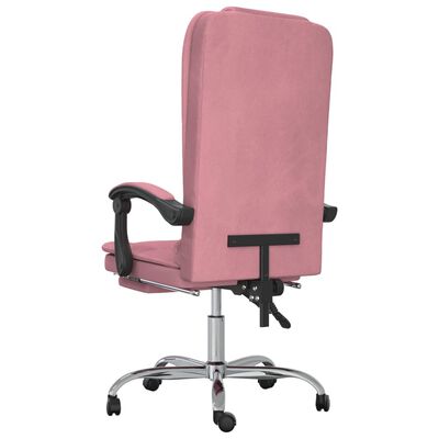 vidaXL Silla de oficina reclinable con masaje terciopelo rosa