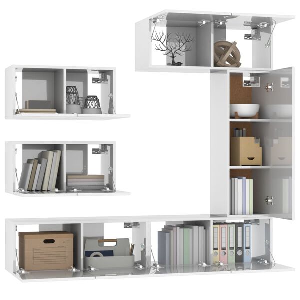 vidaXL Set de muebles de TV 6 pzas madera contrachapada blanco brillo