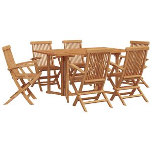 vidaXL Conjunto de Comedor de Jardín 7 pcs Marrón 150 x 90 x 75 cm