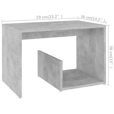 vidaXL Mesa auxiliar de madera contrachapada gris hormigón 59x36x38 cm