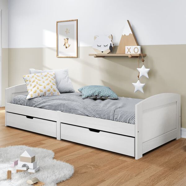 vidaXL Sof&aacute; cama con 2 cajones madera maciza pino blanca IRUN 90x200cm