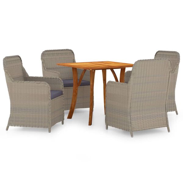 vidaXL Juego de comedor para jard&iacute;n 5 piezas marr&oacute;n