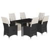 vidaXL Set de comedor de jard&iacute;n 7 pzas y cojines rat&aacute;n sint&eacute;tico negro