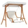 vidaXL Columpio con coj&iacute;n y toldo madera maciza de abeto