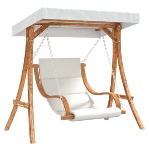 vidaXL Columpio con coj&iacute;n y toldo madera maciza de abeto