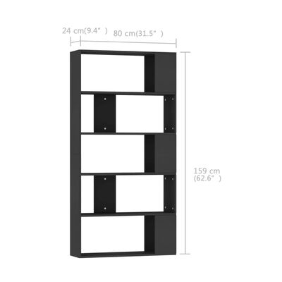 vidaXL Estantería/divisor madera contrachapada negro 80x24x159 cm