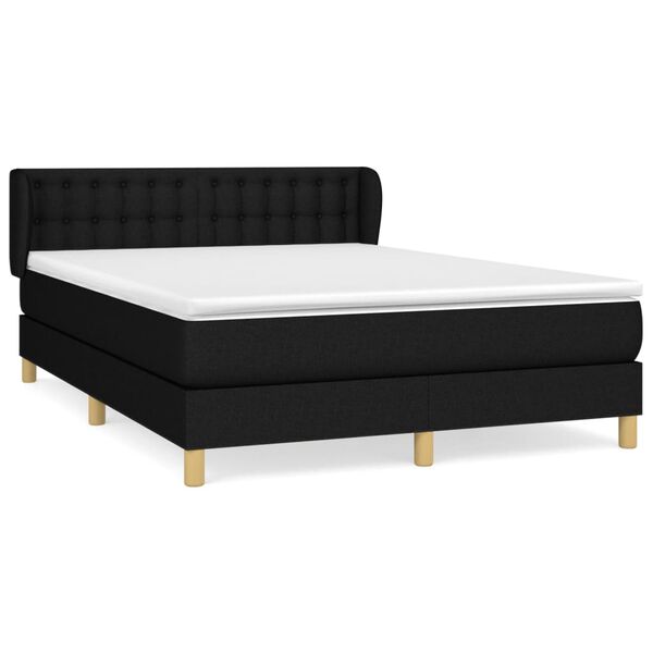 vidaXL Cama box spring con colch&oacute;n tela negro 140x200 cm