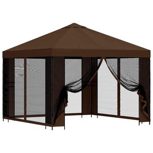 vidaXL Gazebo de jard&iacute;n con paredes laterales 3 x 3 m Marr&oacute;n
