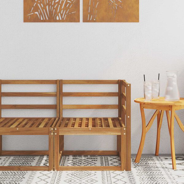 vidaXL Sof&aacute; de esquina para exteriores Madera de Acacia S&oacute;lida Natural