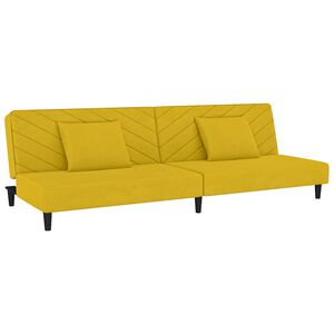 vidaXL Sof&aacute; cama de 2 plazas con dos almohadas terciopelo amarillo