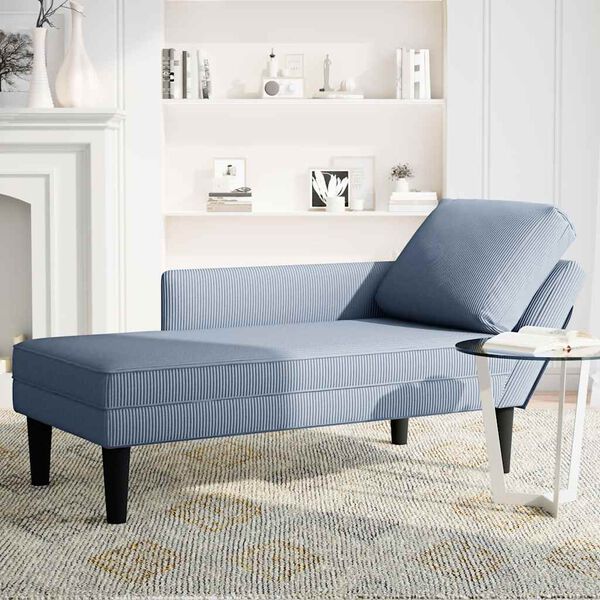 vidaXL Chaise longue con coj&iacute;n de tela de pana azul
