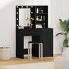 vidaXL Conjunto de mesa de vestidor con LED 2 pcs Roble Negro