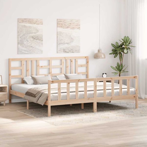 vidaXL Estructura de cama sin colch&oacute;n madera maciza de pino 200x200 cm