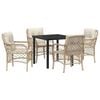 vidaXL Conjunto de Comedor de Jard&iacute;n 5 uds. Beige rat&aacute;n sint&eacute;tico