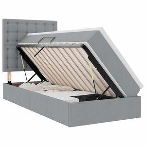 vidaXL Cama con almacenamiento y LED Gris Claro 90 x 200 cm Poli&eacute;ster
