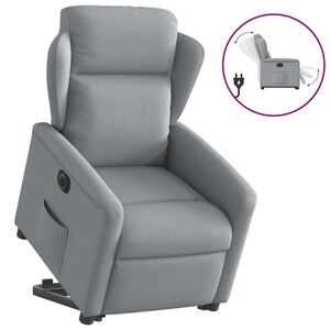 vidaXL Sill&oacute;n el&eacute;ctrico reclinable elevable de tela gris claro