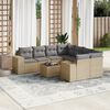vidaXL Set de sof&aacute;s de jard&iacute;n 9 pzas con cojines rat&aacute;n sint&eacute;tico beige