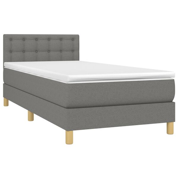 vidaXL Cama box spring con colch&oacute;n y LED tela gris oscuro 80x200 cm