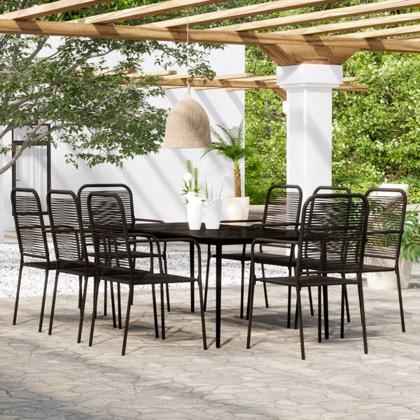 vidaXL Juego de comedor de jardín 9 piezas negro