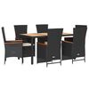 vidaXL Set de comedor de jard&iacute;n 7 pzas y cojines rat&aacute;n sint&eacute;tico negro