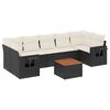 vidaXL Set de sof&aacute;s de jard&iacute;n 8 piezas y cojines rat&aacute;n sint&eacute;tico negro