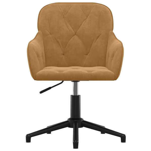 vidaXL Silla de oficina giratoria de terciopelo marr&oacute;n