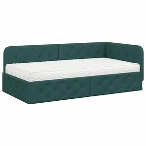 vidaXL Estructura de cama en esquina Verde oscuro 90 x 200 cm tela