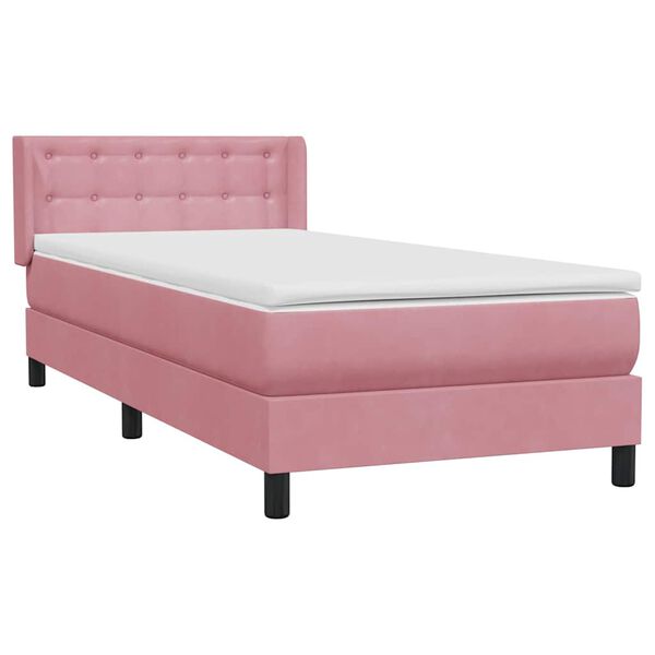 vidaXL Cama box spring con colch&oacute;n terciopelo rosa 100x220 cm