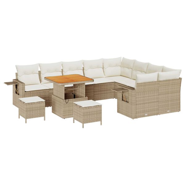 vidaXL Conjunto de sof&aacute;s de jard&iacute;n con coj&iacute;n 12 pcs Beige y Crema