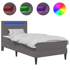 vidaXL Estructura de cama Gris 90 x 200 cm Cuero sint&eacute;tico