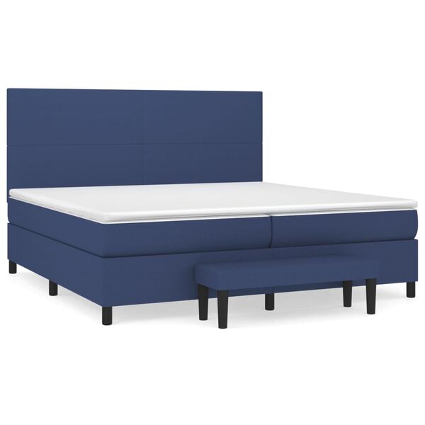 vidaXL Cama box spring con colch&oacute;n tela azul 200x200 cm