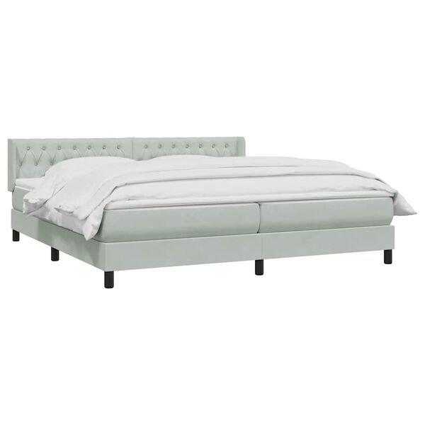 vidaXL Cama box spring con colch&oacute;n terciopelo gris claro 180x210 cm