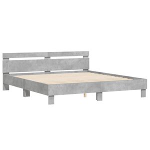 vidaXL Cama con cabecero madera de ingenier&iacute;a gris hormig&oacute;n 180x200 cm