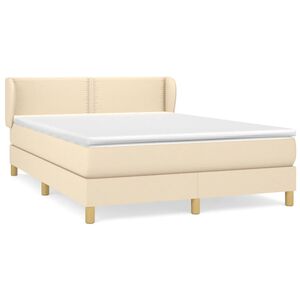 vidaXL Cama box spring con colch&oacute;n tela color crema 140x200 cm