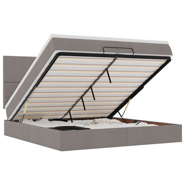 vidaXL Estructura de cama otomana con colchones tela topo 200x200cm