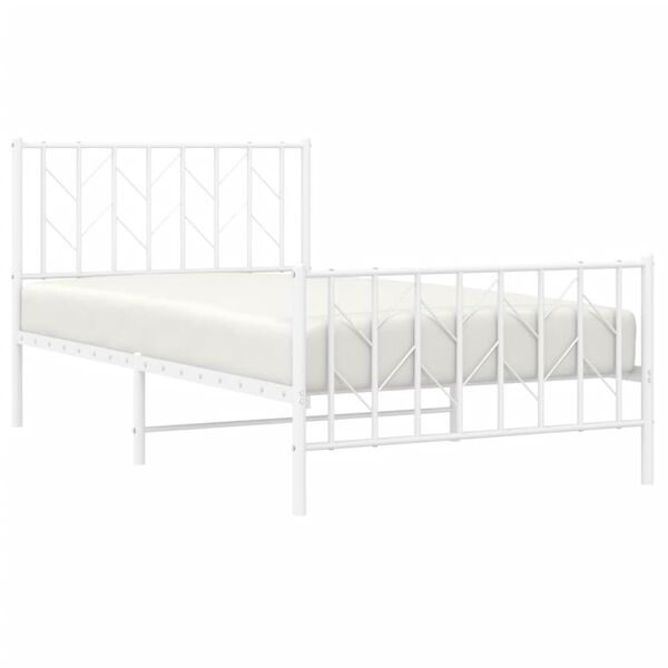 vidaXL Estructura cama sin colch&oacute;n con estribo metal blanco 100x190 cm