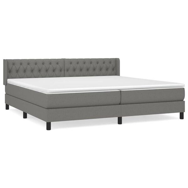vidaXL Cama box spring con colch&oacute;n tela gris oscuro 200x200 cm