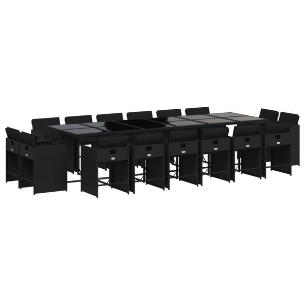 vidaXL Set de muebles jard&iacute;n 17 pzas con cojines rat&aacute;n sint&eacute;tico negro