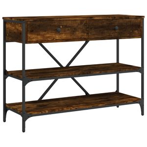 vidaXL Mesa consola cajones estantes madera ingenier&iacute;a roble ahumado