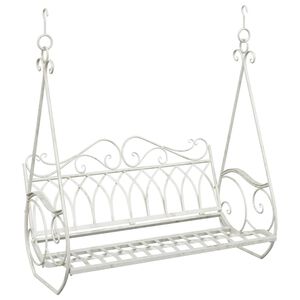 vidaXL Banco Columpio Acero 112 x 60 x 126,5 cm Blanco antiguo