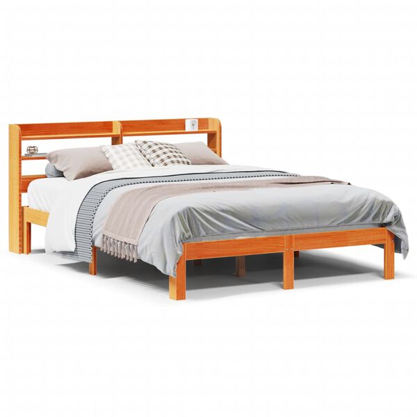 vidaXL Estructura de cama sin colch&oacute;n madera maciza marr&oacute;n 120x190 cm