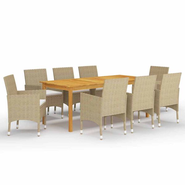 vidaXL Juego de comedor de jard&iacute;n 9 piezas beige