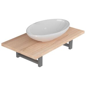 vidaXL Conjunto de muebles de ba&ntilde;o 2 piezas cer&aacute;mica roble